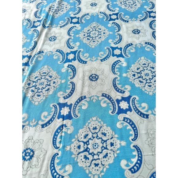 Vintage 60s curtain, blue, white abstract floral, 1960s MCM panel, price for 1 - Picture 4 of 10